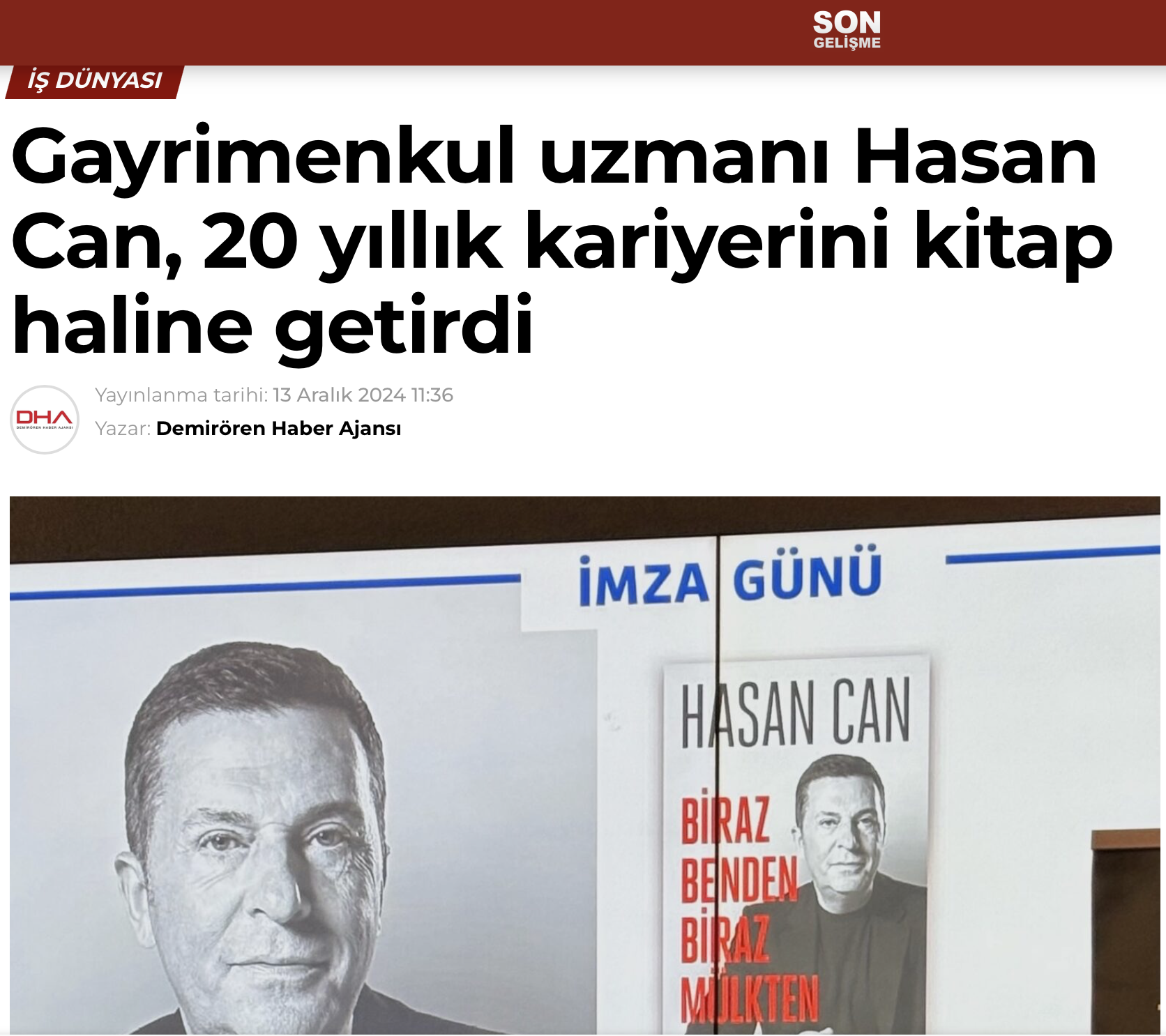 DÜNYANIN EN İYİ EMLAKÇISI HASAN CAN'IN KİTABI ''BİRAZ BENDEN BİRAZ MÜLKTEN''